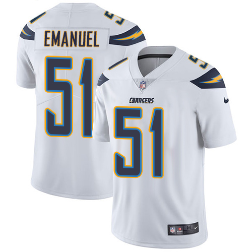 Nike Chargers #51 Kyle Emanuel White Men's Stitched NFL Vapor Untouchable Limited Jersey